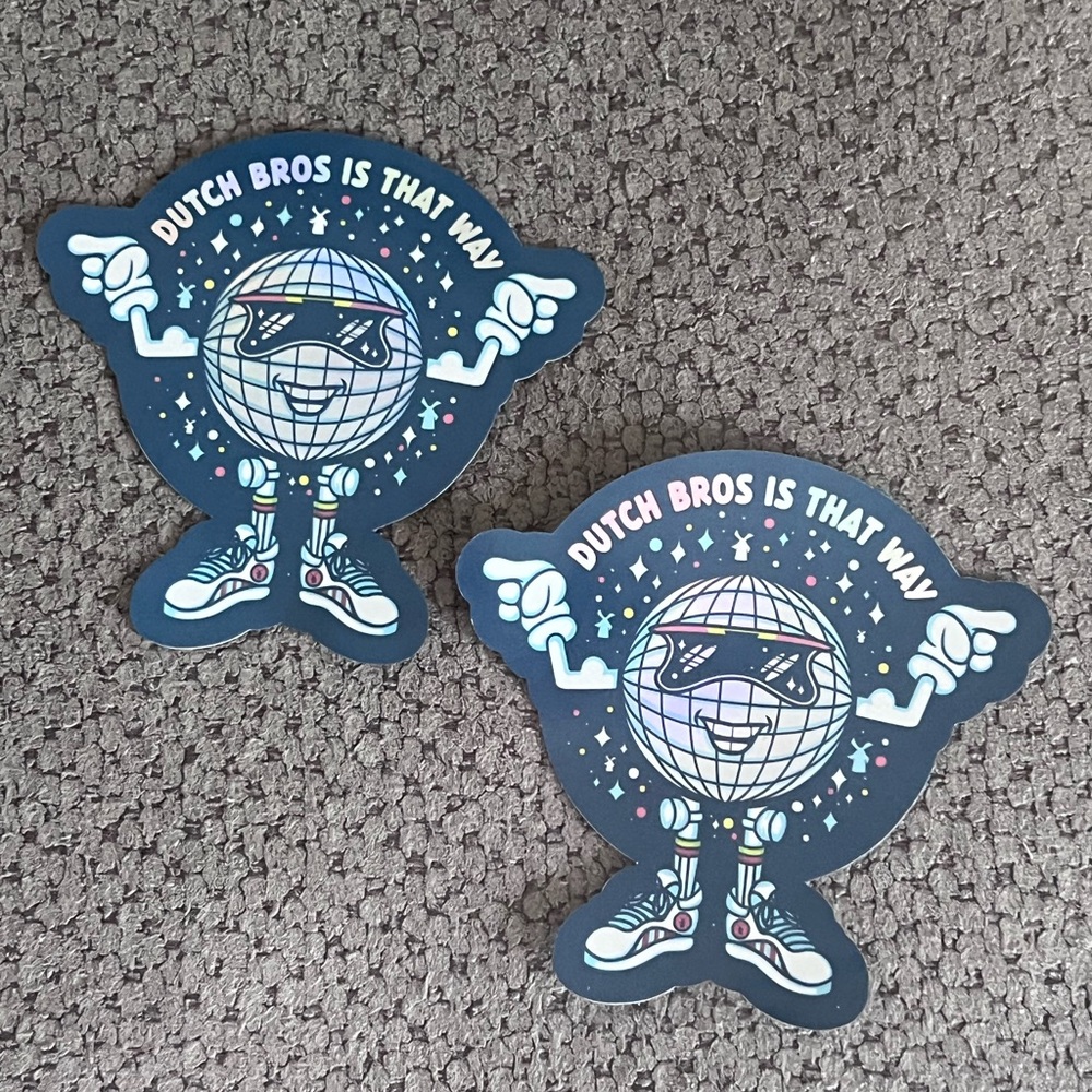 NEW Dutch Bros Disco Ball Stickers. Set of 2!
